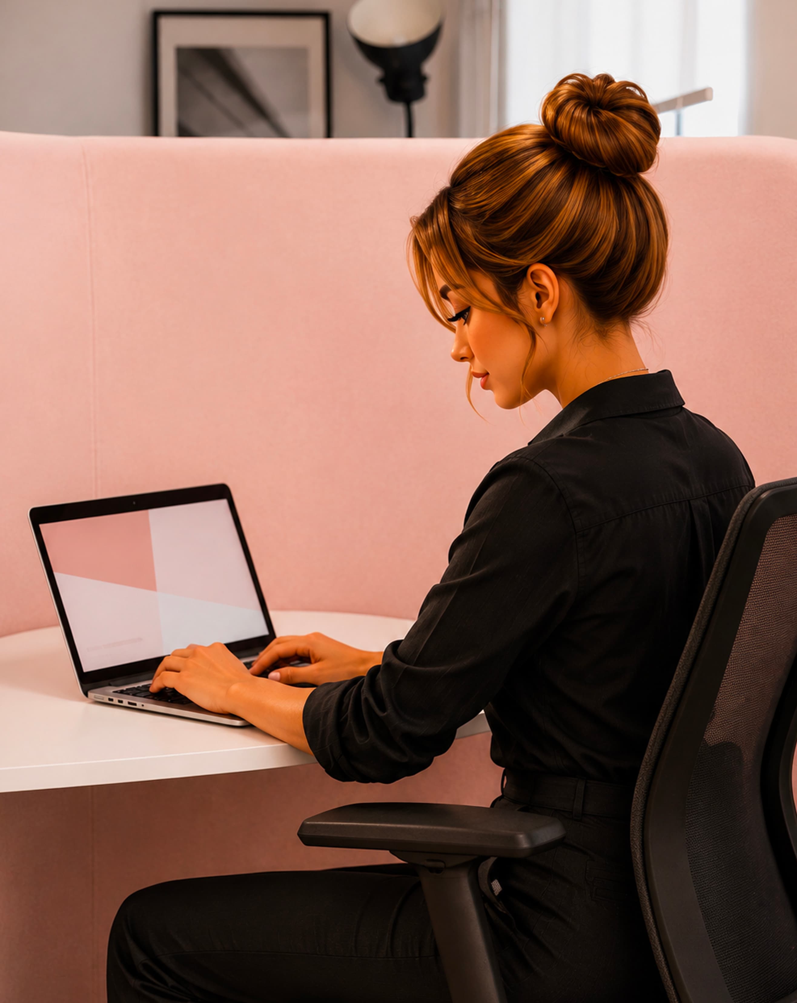 Une entrepreneuse travaille sur son ordinateur portable