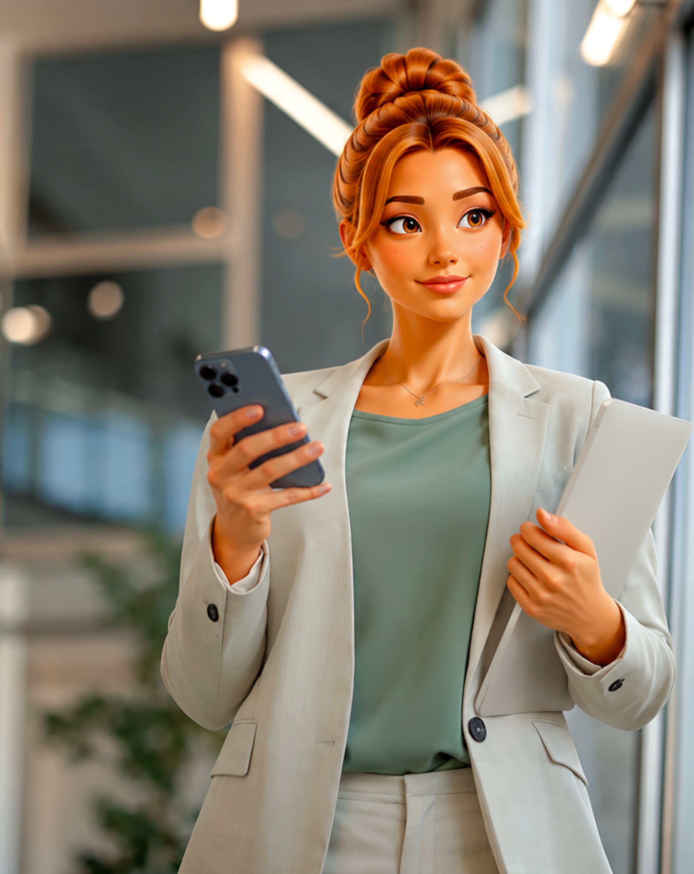 Une particulière organise ses projets avec son téléphone